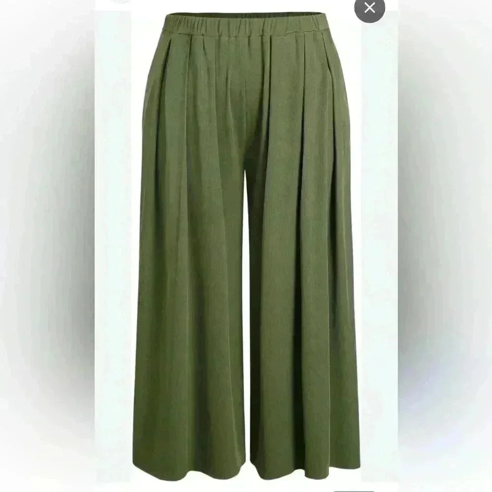 Wide-Leg Olive Green Palazzo Pants